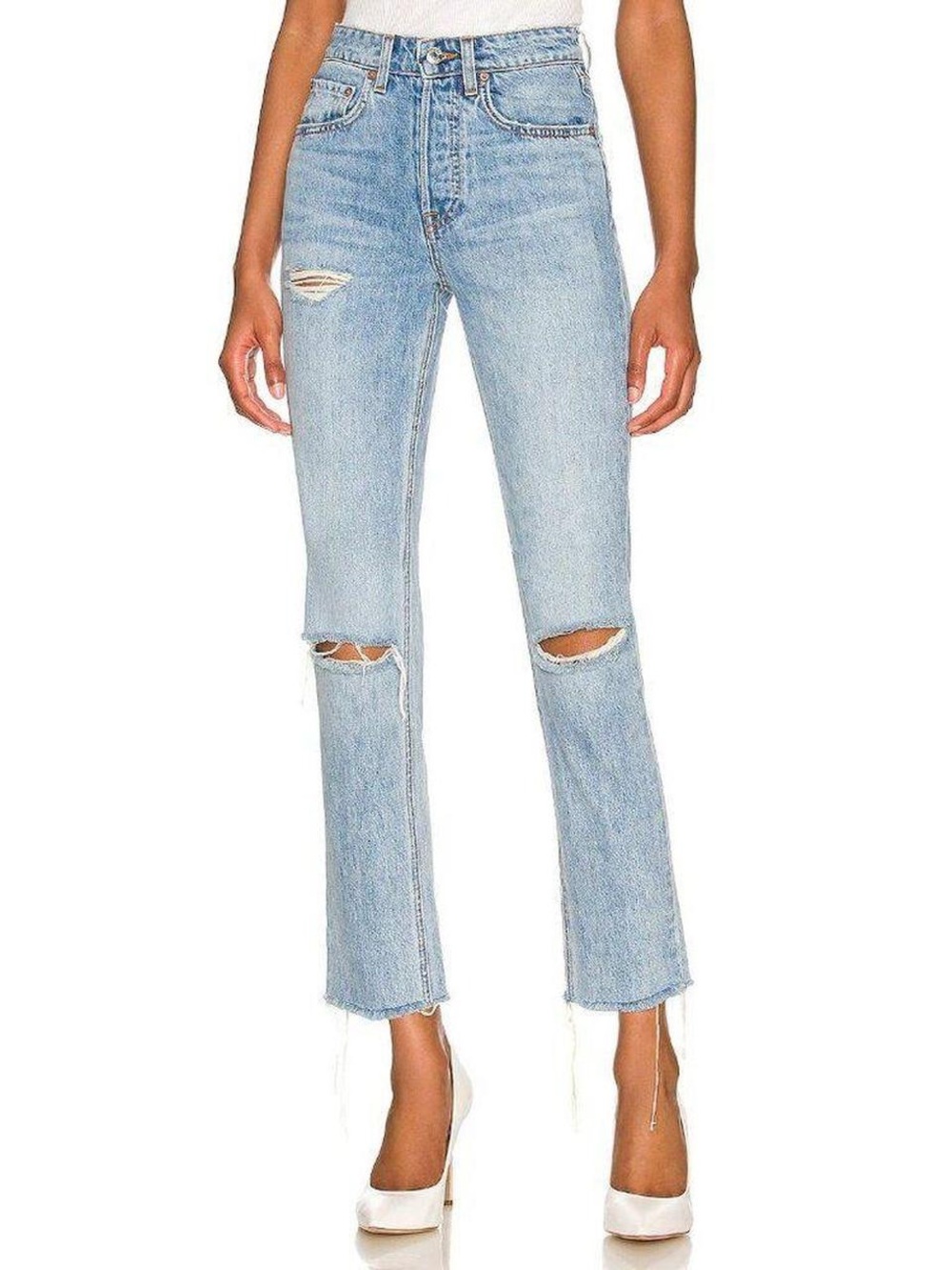 GRLFRND The Karolina Straight Leg Distressed Jeans